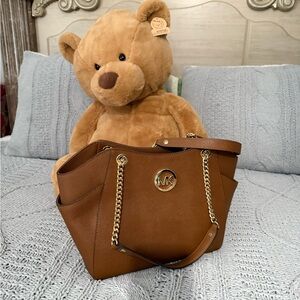 Michael Kors Tan Leather Tote with Gold Accents